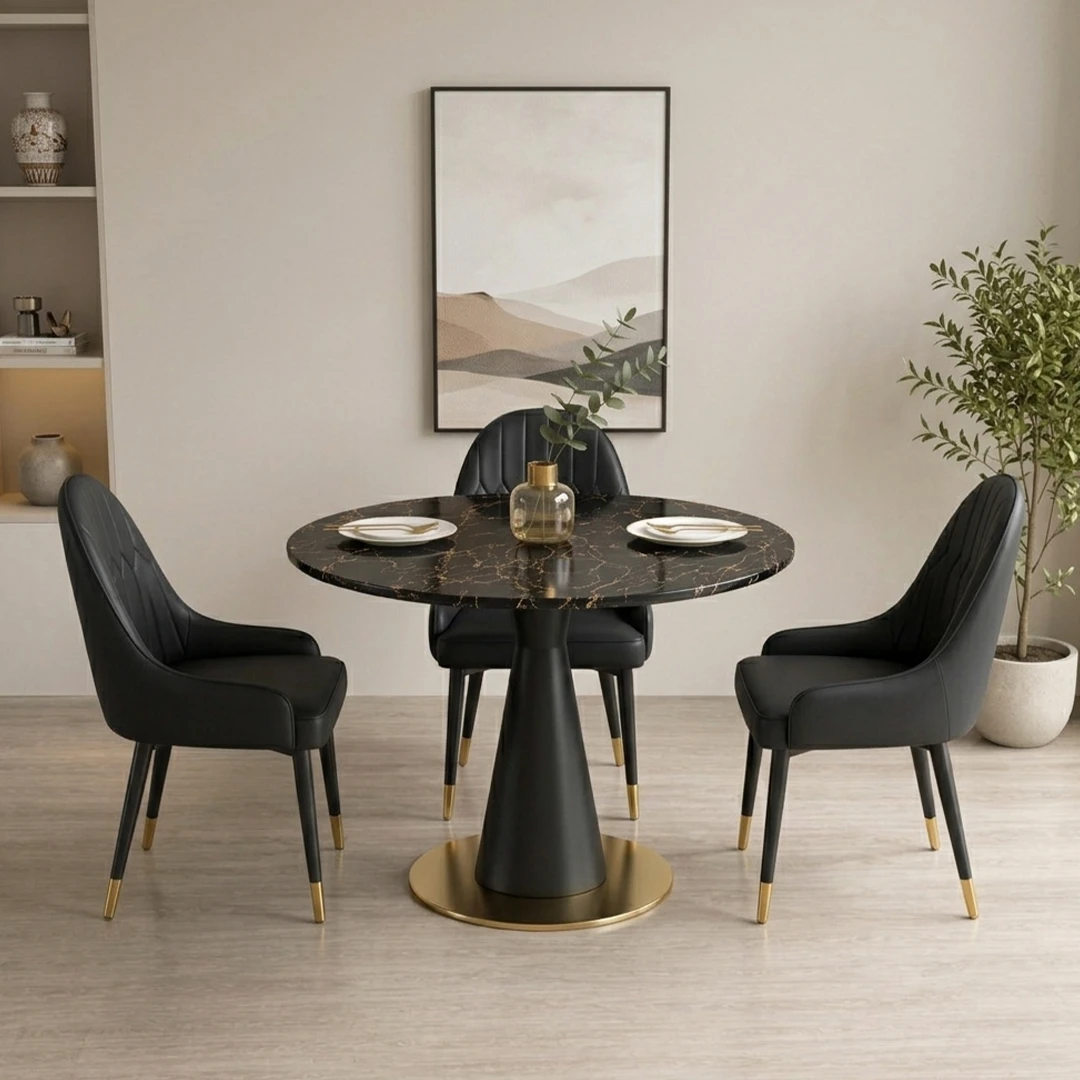 Charcoal Round Pedestal Two