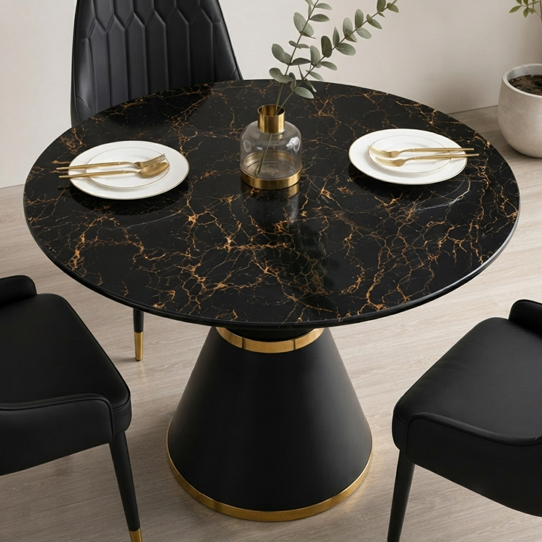 Charcoal Round Pedestal Three