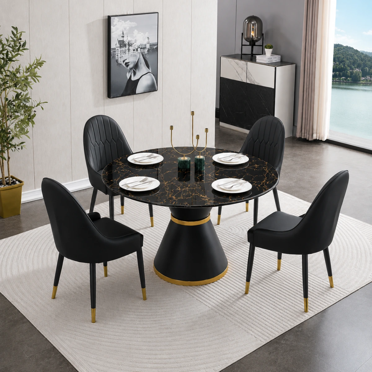 Charcoal Round Pedestal