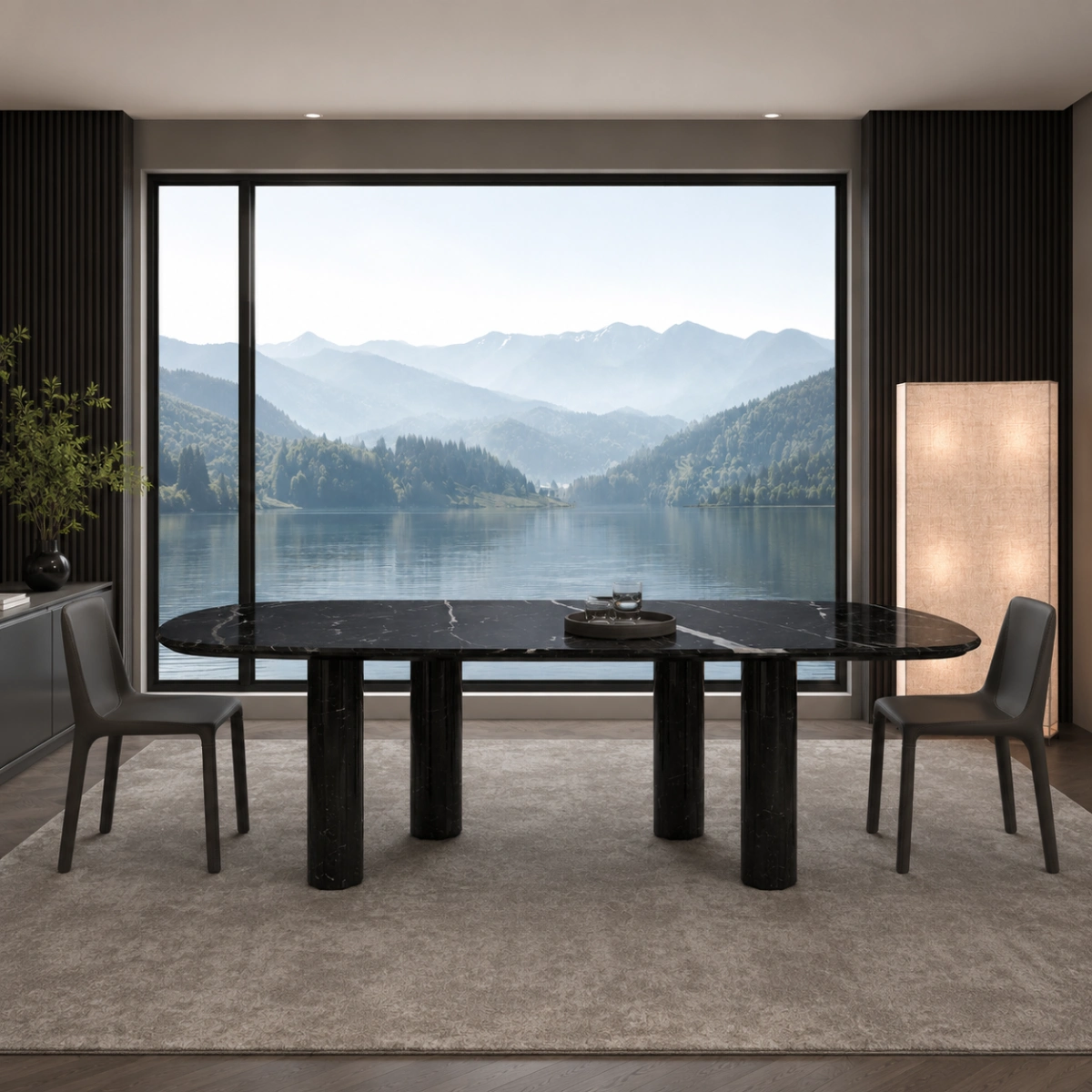 Noir Pillar Table Three