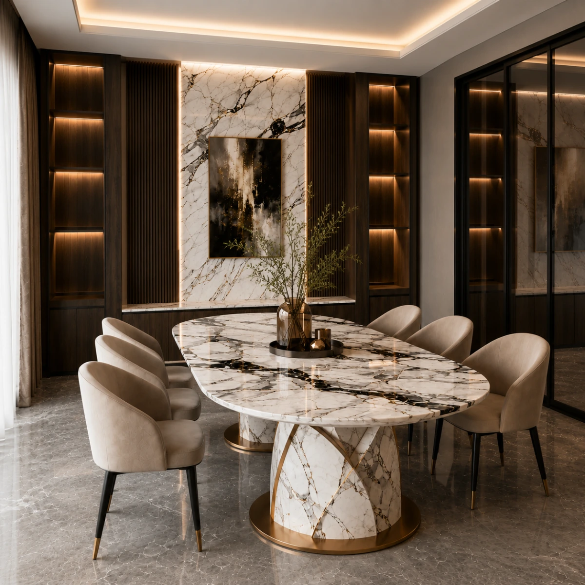 Serena Oval Marble Three
